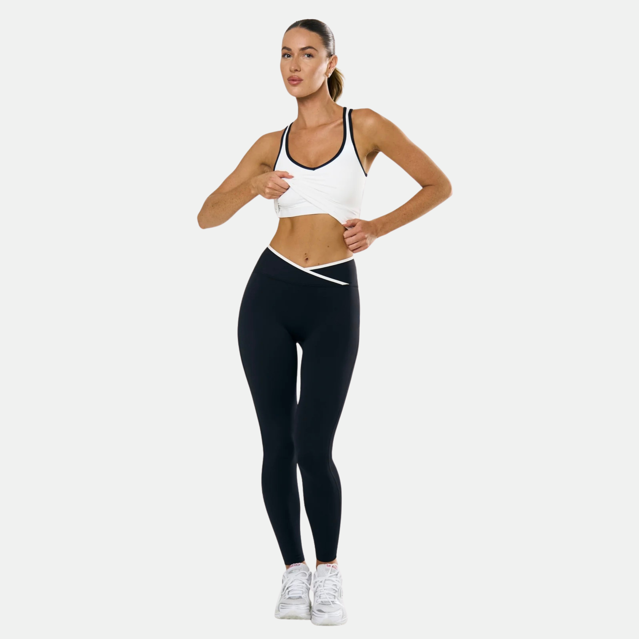 Super Sculpt Seamless Top | White with Stripes
