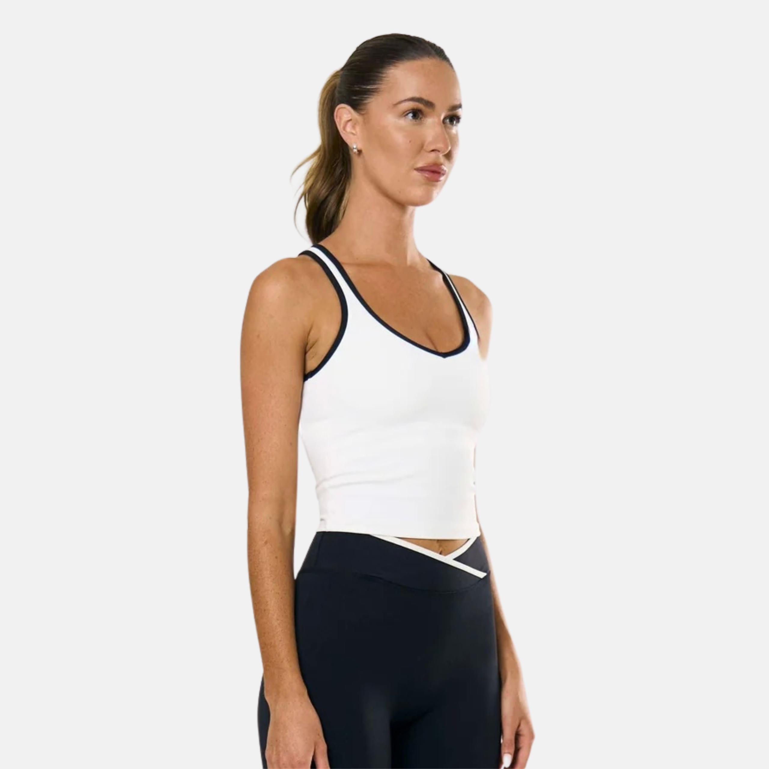 Super Sculpt Seamless Top | White with Stripes